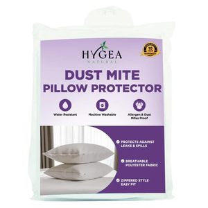 lot 6056 image: Hygea Dust Mite & Allergen Pillow Protectors, King Size, Set of 2 - Pillow Encasements - Zippered Covers - Hypoallergenic, Waterproof, Soft & Breathable, Premium Quality