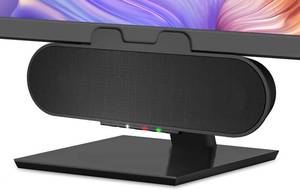 lot 6067 image: Cyber Acoustics USB & Bluetooth Speaker Bar (CA-2890PRO) USB Powered with Speakerphone for PC and Bluetooth for Connection to Smartphones, Clamps to Monitors up to 2 Inches Thick, 20 Watts