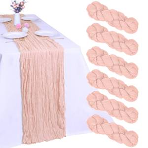 lot 6069 image: RestfulGlow 6 Pack Blush Pink Cheesecloth Table Runner 10FT Cheese Cloth Boho Gauze Fabric Table Runner 35 x 120 Inch Rustic Sheer for Easter Spring Holiday Wedding Birthday Baby Shower Party