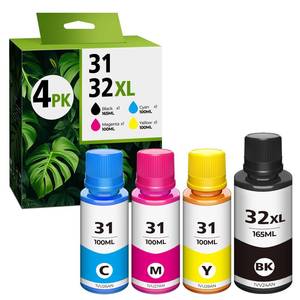 lot 6080 image: 31 32XL Black Ink Bottle Set for Smart Tank 5101 7602 6001 Ink Refill, Compatible with HP 31 Ink 32XL Black Ink Bottle for Smart Tank 5101 5000 5102 7301 7001 5103 Plus 651 551 570 455 450 Printer