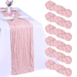 lot 6083 image: RestfulGlow 6 Pack Pink Cheesecloth Table Runner 10FT Boho Gauze Fabric Cheese Cloth Table Runner 35 x 120 Inch Rustic Sheer Fabric for Easter Spring Wedding Decor Baby Shower Party Holiday