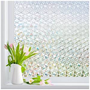 lot 6090 image: Windimiley 3D Diamond Frosted Window Privacy Film, Static Cling Decorative Glass Covering, No Glue Removable Vinyl, UV Blocking Heat Control for Bathroom Bedroom Door, 17.5 x 78.7 inch