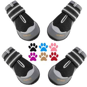 lot 6091 image: QUMY 4PCS Dog Boots for Large Dogs, Medium Dog Shoes & Paw Protectors for Hot Pavement, Summer Heat Protection, Mesh Breathable Nonslip Dog Booties for Hardfloors, Walking Running Hiking Black Size 8