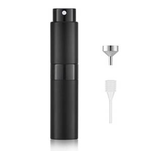 lot 6115 image: LISAPACK 8ML Atomizer Perfume Spray Bottle for Travel, Empty Refillable Cologne Dispenser, Portable Sprayer (Matte Black)