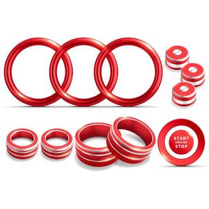 lot 6118 image: Polodunn for Nissan Sentra Accessories 2020-2025, 12pcs Trim Set - Air Conditioning, Volume Tune Knob Covers, Air Vent Outlet CoversRings, Push Start Button CoverRing (Red)