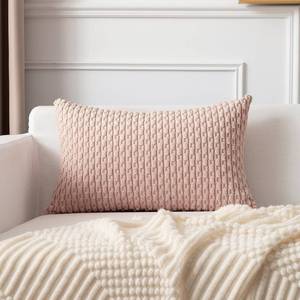 lot 6130 image: Kevin Textile Valentines Day 12x24 Inch Pillow Cover 1 Pack Boho Decorative Soft Striped Corduroy Lumbar Farmhouse Accent Rectangle Cushion Case for Living Room Couch Sofa Bed, Light Pink