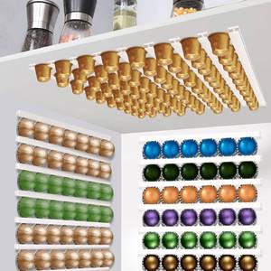lot 6144 image: VOMELON Coffee Pod Holder, Capsule Organizer for Counter,10-Pack Coffee Pods StorageOrganizers,Wall Mount with Adhesives,Coffee Station Fridge RV Kitchen-White