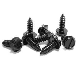 lot 6160 image: YALOK Anti Theft License Plate Screws Kits 8Sets Rustproof Stainless Steel Car Tag Plate Mounting Hardware, M6 (14) Tamper Proof Fastener Nut, Caps Cover for Front Rear Frame Holder��Slotted-Black8��four pack