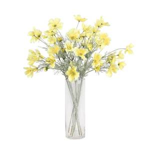lot 6181 image: 2 Pcs Artificial Fake Flowers Plants Cosmos Silk Flower Arrangements Wedding Bouquets Decorations Plastic Floral Table Centerpieces for Home Kitchen Garden Party Decor Approx 23.6 High - Yellow