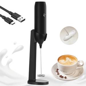 lot 6182 image: Rechargeable Milk Frother Handheld USB Type-C, Powerful Electric Foam Maker with Stand, Mini Drink Mixer for Coffee Latte, Cappuccino, Mocha, Macchiato, Frappe and Protein Powder