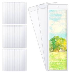 lot 6191 image: SBYURE 36 PCS Bookmark Sleeves Clear Bookmark Sleeves 7x2.3 inch Blank Bookmark Holder with Hole for Wedding Valentine��s Party Favor Decoration