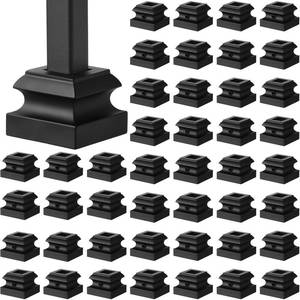 lot 9718 image: Moxweyeni 96 Pcs Iron Baluster Shoes Stair Flat Shoe with Screw for 12 Inch Square Scroll Basket Twist Knuckle Staircase Balusters Metal Spindle Railing, Satin Black