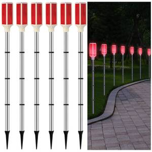 lot 9719 image: Macarrie 6 Pcs Solar Powered Driveway Markers Reflector Lights Landscape Driveway Reflectors on Poles for Snow Road Outdoor Yard(37 Inch,Red)