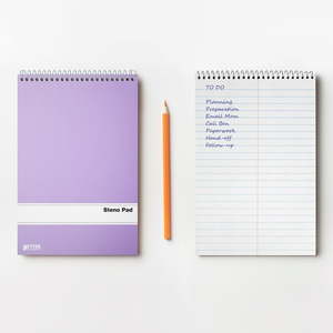 lot 9728 image: Spiral Steno Pads  10 Pack  6 x 9 inches  80 Sheets  White Paper  Gregg Rule  by Better Office Products  Assorted Pastel Color Covers  10 Steno Notebooks