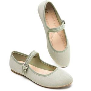 lot 9735 image: Womens Mary Jane Flats with Strap,Faux Suede Black Flats Shoes,Flats Shoes Women Dressy Comfortable(Green 07)