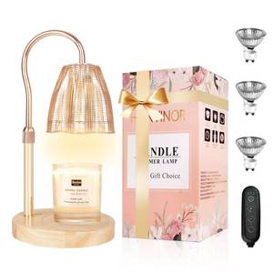 lot 9750 image: Honvinor Candle Warmer Lamp with Timer & Dimmer, Candle Warmer Height Adjustable, Fits All Jar Scented Candles, Candle Lamp with 3 Bulbs, Charming Gift Box with Ribbon for Gifting