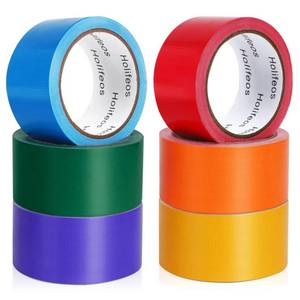 lot 10399 image: Holifeos Rainbow Colored Duct Tape 6-Pack, 15 Yards x 2 Inch Heavy Duty Waterproof, No Residue, Tear by Hand, for DIY Crafts, Packaging, Color Coding