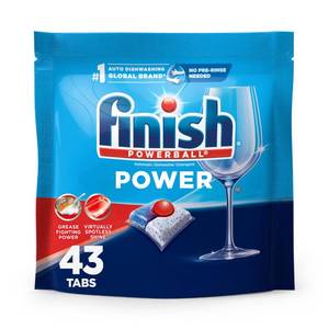 lot 10402 image: Finish Power Dishwasher Pods, No Pre-Rinse Dishwasher Detergent Soap For Deep Clean & Shine with Degreasing Power, 43 Count