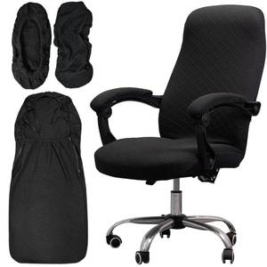 lot 10409 image: Melaluxe Office Chair Cover with Armrest Covers�� Universal Stretch Desk Chair Cover, Computer Chair Slipcovers (Size L) - Black