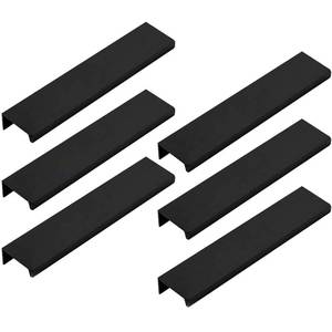 lot 10426 image: LC LICTOP Edge Pull Handles for Cabinets, 5.9 Inch Aluminum Alloy Finger Tab Pulls, Concealed Drawer Handles for Kitchen, Dresser, Wardrobe, 5 Inch Hole Spacing, 6Pcs Black Edge Pulls