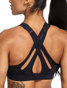 lot 10465 image: Yvette Sports Bra High Impact Adjustable Criss Cross Back, Full Support for Large Bust No Bounce,Black,M Plus