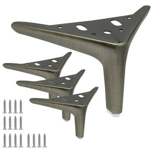 lot 10467 image: Kyuionty 4 inch10cm Metal Furniture Legs Set of 4, Antique Brass DIY Replacement for Sofa Legs, Small Dresser Legs, Short Cabinet Legs, Ottoman Legs, Night Stand Legs