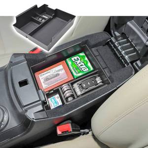 lot 11861 image: RUNROAD Center Console Insert Organizer Compatible with Ford Explorer 2012-2019 Accessories, Interior Armrest Secondary Storage Box ABS Materials Coin Holder Console Tray Storage Compartments, Black