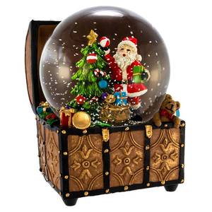 lot 11880 image: Kurt S. Adler J3259 100mm Wind-Up Musical Santa Water Globe in Treasure Chest
