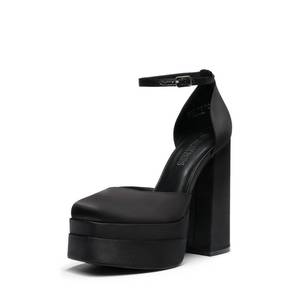 lot 11882 image: DREAM PAIRS Women��s High Chunky Platform Closed Toe Block Heels Square Toe Ankle Strap Dress Wedding Party Pumps Shoes Aurelia,Size 9,Black-Satin,SDPU2319W