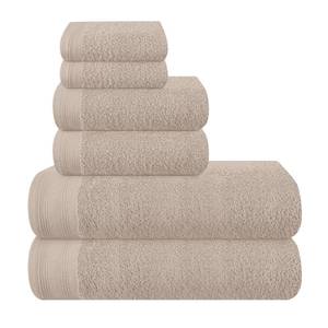 lot 11884 image: MALLONI HOME Ultra Soft 6 Pack Cotton Towel Set, Contains 2 Bath Towels 28x55 inch, 2 Hand Towels 16x24 inch & 2 Wash Coths 12x12 inch, Ideal Everyday use, Compact & Lightweight - Tan