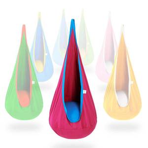 lot 11886 image: OUTREE Kids Pod Swing Seat, Cotton Child Hammock Swing Chair, Sensory Swing for Indoor and Outdoor Use, Pink and Blue