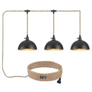 lot 11892 image: ALAISLYC 3 Light Plug in Pendant Lights Hammered Dome Hanging Lamp with Switch 22 Ft Long Hemp Rope Farmhouse Pndant Light Cord Lighting Fixture DIY Hanging Light