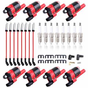 lot 11894 image: 8PCS UF414 Round Ignition Coils Pack & Iridium Spark Plugs & Spark Plug Wires Set Compatible with Chevrolet Corvette Avalanche Silverado 1500 2500 3500 GMC Savana (UF414 red748UU41-962)