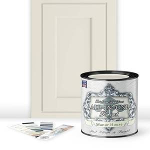 lot 11898 image: ALL-IN-ONE Paint by Heirloom Traditions, Manor House (Creamy Warm White), Quart - Durable cabinet and furniture paint. Built in primer and top coat, no sanding needed. Includes our 30 featured color