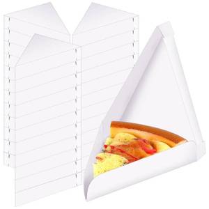 lot 11900 image: Tioncy 100 Pcs Pizza Slice Box 9.65 x 7.28 x 1.77 Inch Bulk Disposable Single Slice Wedge Tray Paperboard Triangle Pizza Container Boxes Holder Container for Birthday (White)