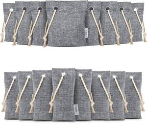 lot 11901 image: CLEVAST 16 Pack Activated Bamboo Charcoal Air Purifying Bags(8x100g, 8x50g), Natural Fresh Odor Absorber, Deodorizer and Moisture Eliminator, Air Purifier Bags for Home, Closet, Car Air freshener (Used)