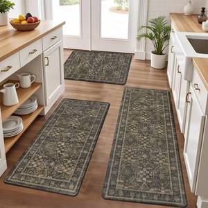 lot 11927 image: Pauwer Anti Fatigue Kitchen Floor Mats Set of 3, PVC Foam Padded Kitchen Rugs, Non Slip Cushioned Comfort Standing Mat, Waterproof Sink Rug for Small Kitchen Area, Laundry Room, Taupe