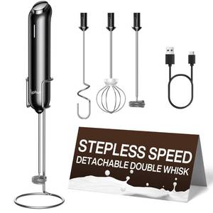 lot 11928 image: InstaWhisk Milk Frother with Variable Speed, Rechargeable Coffee Frother Wand with Detachable Double Whisk, Drink Mixer Handheld Electric Stirrer for Latte, Cappuccino, Matcha, Almond Milk, Protein