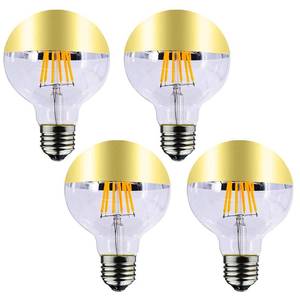 lot 11929 image: Lxcom Lighting 8W G25 Half Chrome Gold LED Light Bulb Dimmable G80 Globe Bulbs with Mirror 80W Equal Warm White 2700K E26 Base Reflected Light Filament Vintage Edison Bulbs for Home Lighting, 4 Pack