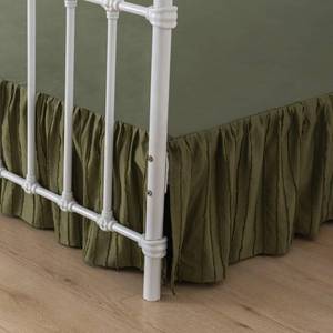 lot 11936 image: Bed Skirt Queen Size Ruffled Bed Skirt with Split Corners, 16 Inch Drop Dust Ruffle Bed Skirts with Platform, Tufted Boho Bed Skirting, Striped, Green, 16 Queen