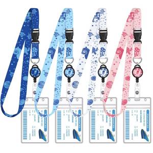 lot 12241 image: HONSIO 4 Pack Cruise Lanyard for Ship Cards Lanyards with Retractable Badge Reels and Waterproof ID Badge Holder, Ocean Creature 2026 Cruise Essentials Accessories