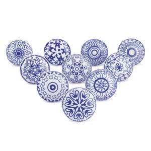 lot 12247 image: Ajuny Blue & White Printed Ceramic Cabinet Knobs, Set of 10 �� Decorative Knobs for Kitchen Cabinets & Drawers, Handmade Pottery Drawer Pulls for Dresser, Bathroom Vanity, Cupboard & Furniture