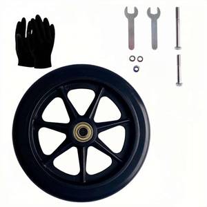 lot 12252 image: 1Pcs 8 Inch Black Wheels for Walker - Universal Hard Rubber Walker Wheels Replacement, Fit Drive Rollator & Wheelchair Wheel, All-Floor Safe Rolling, Essential Walker Accessories