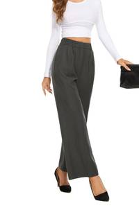 lot 12275 image: FUNYYZO Womens Wide Leg Pants High Elastic Waisted in The Back Business Work Trousers Long Straight Suit Pants