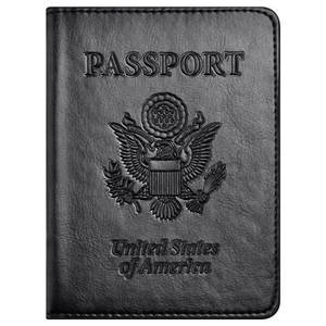 lot 12298 image: Eoehro Passport and Vaccine Card Holder Combo, Faux Leather, Compact, Lightweight, Waterproof, AA-Black