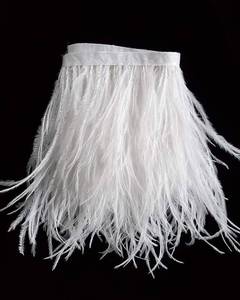 lot 12299 image: Happy feather 2 Yards 5-6inch White Ostrich Feathers Trim Fringe for DIY Dress Sewing Crafts Costumes Decoration