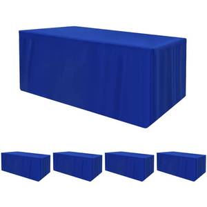 lot 15905 image: HolidayIdeas Fitted Tablecloths for 6 Foot Rectangle Table, Wrinkle Resistant Washable Table Cover 30x72 Inch for Vendor Booth Display, Banquet, Trade Show, Royal Blue, 4 Pcs