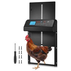 lot 15916 image: VEVOR Automatic Chicken Coop Door, Battery Powered Chicken Coop Door with Timer & Manual Setting, Anti-Pinch Security, Durable Aluminum Alloy, Auto Chick Run Gate Opener with Waterproof Sealing, Black