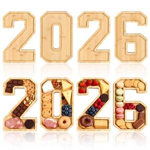 lot 15921 image: 2026 Bamboo Charcuterie Numbers Fillable-2026 Graduation Party Decoration-Bamboo Charcuterie Board for Graduation Party, Birthday Party, Anniversary
