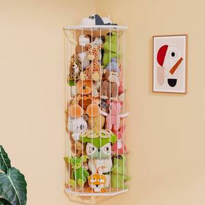 lot 15922 image: BBLlKE Stuffed Animal Storage Zoo - Corner Plush Toy Organizer Length Adjustable, Wall Hanging Stuffed Animal Net Holder for Nursery Playroom Bedroom Kids Room, White